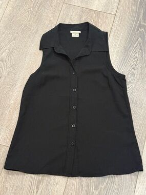Urban Outfitters Black Sleeveless Button-Down Shirt